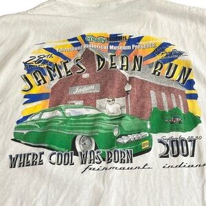 James Dean Festival Car Show Shirt 2007 XL White Green Mercury